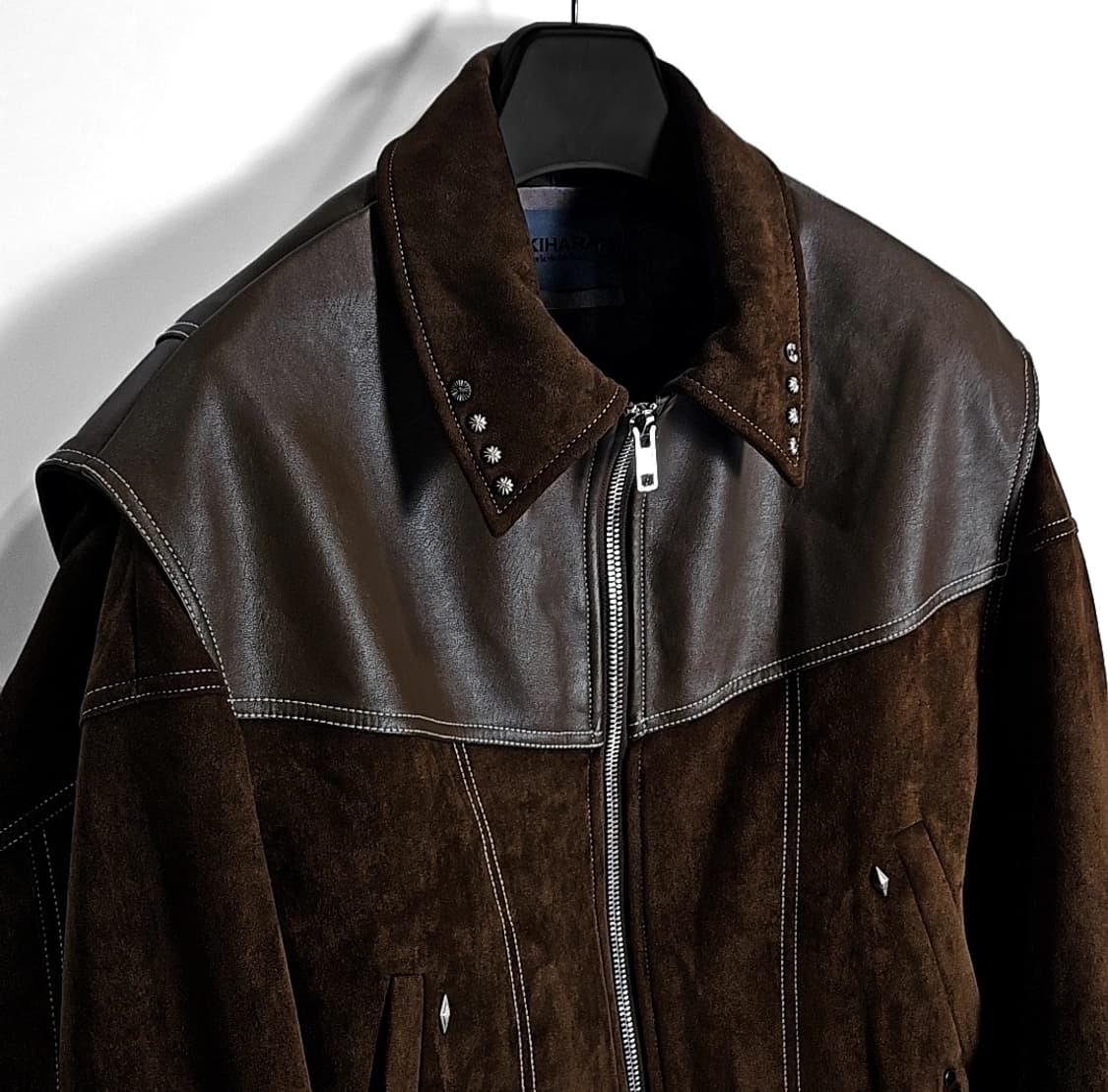 가키하라 브라운 레더 스웨이드 자켓 상품이미지4