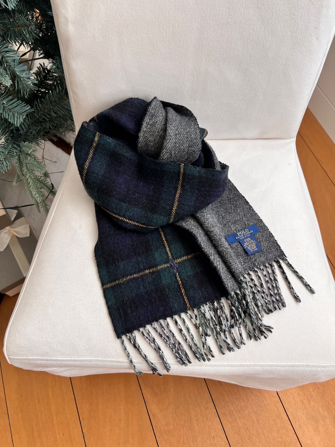 폴로 랄프로렌 체크/헤링본 머플러 상품이미지1