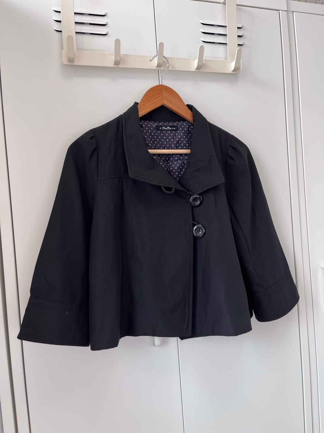 Chouchou 하이넥 블랙 모리걸 숏 트렌치코트 상품이미지8