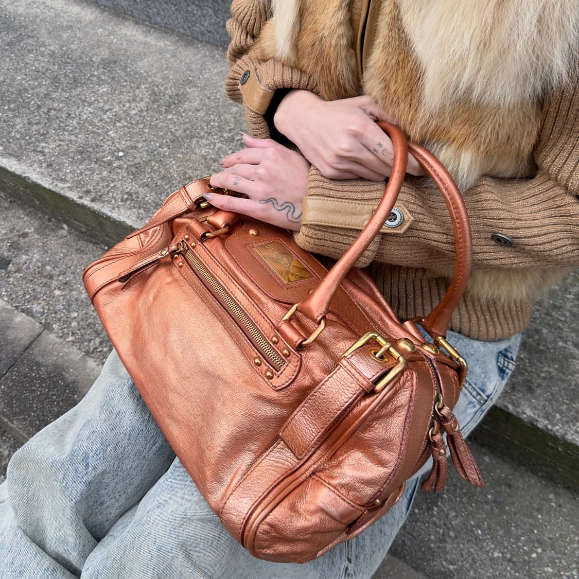 00s 빈티지 돌체앤가바나 코퍼 가죽 가방 상품이미지10