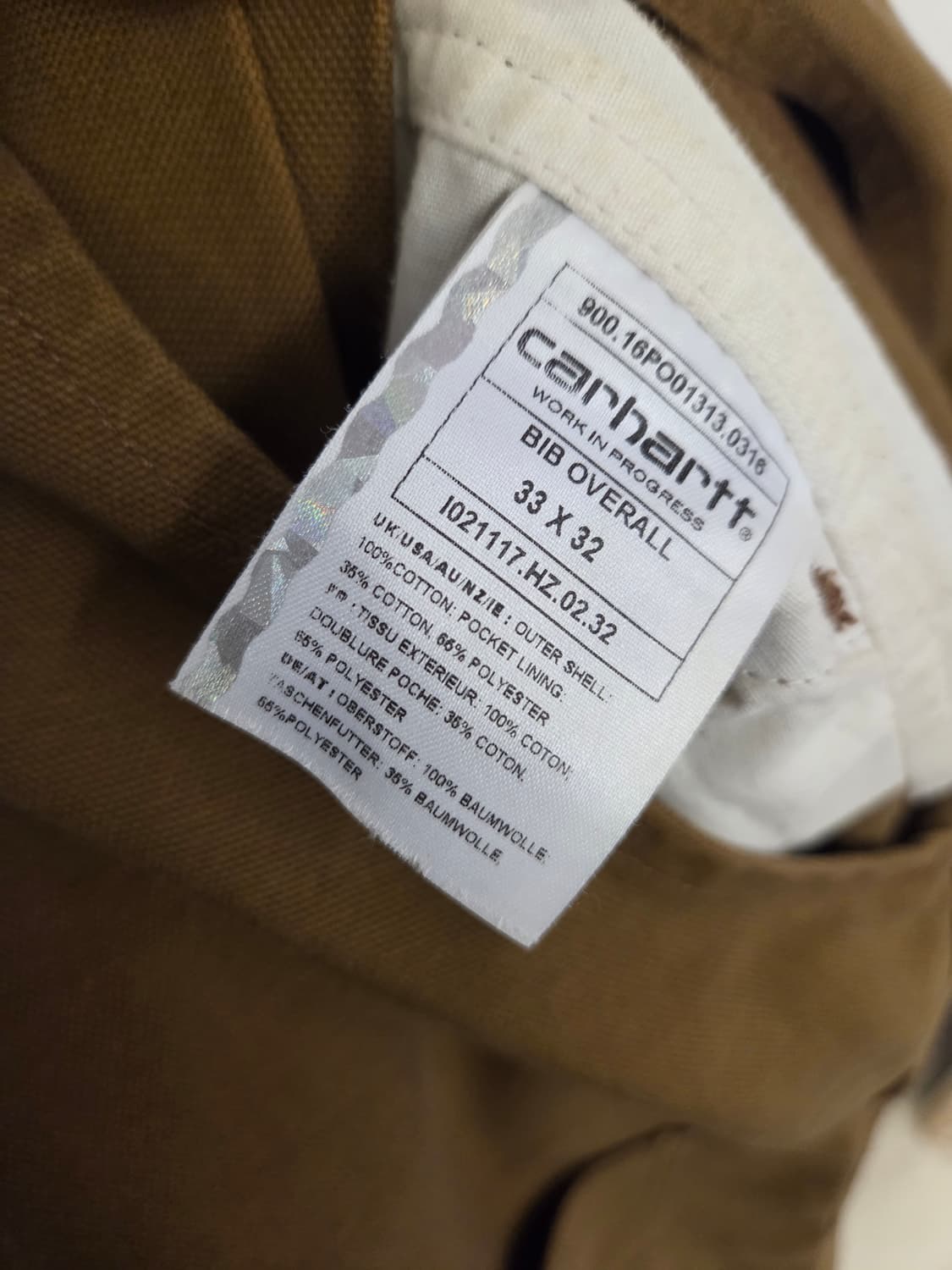 칼하트 오버롤 멜빵바지. 33×32 상품이미지4