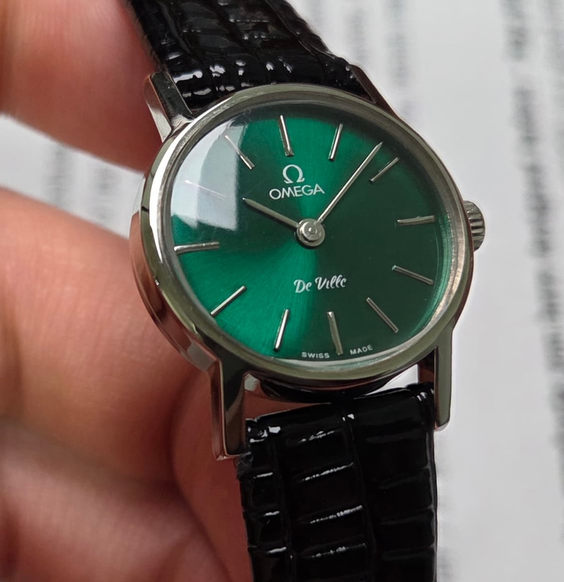 빈티지 오메가 드빌 그린 가로타원형 수동 메커니컬 여성용 상품이미지4
