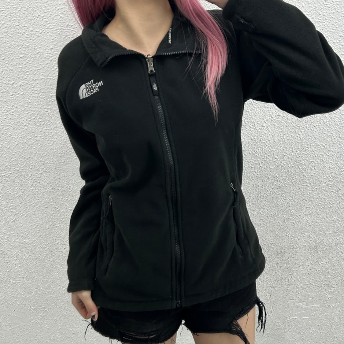 노스페이스 미니로고 블랙 플리스 집업 M 상품이미지1