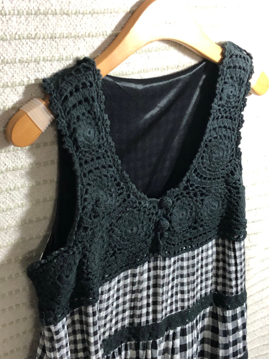 일본 빈티지 블랙 미니 체크 패턴 숏 모리걸 원피스 상품이미지3