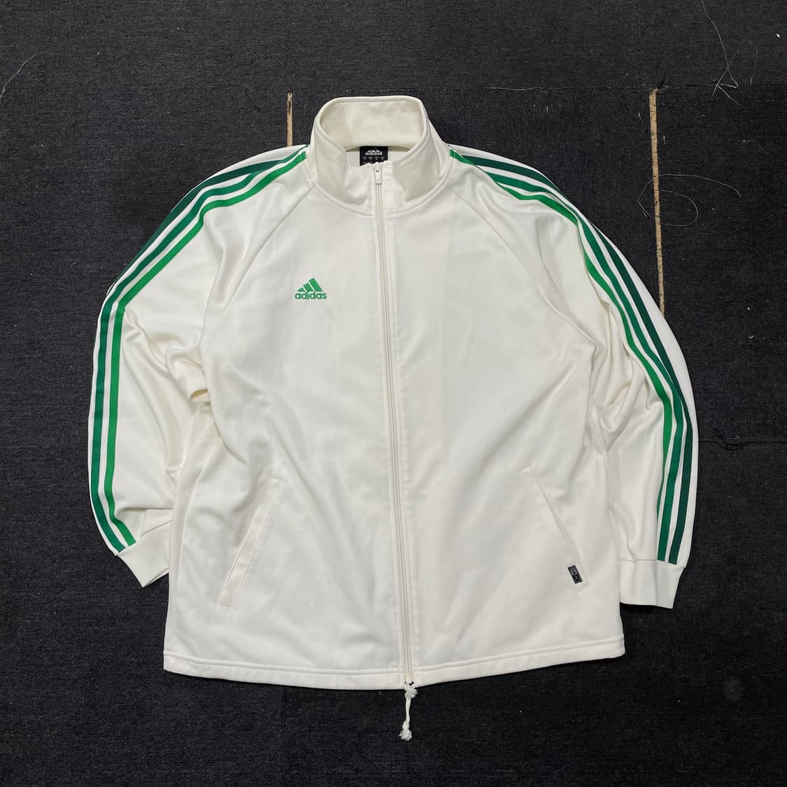 아디다스 흰초 화이트 그린 오버핏 져지 삼선 트랙탑 L XL 상품이미지2