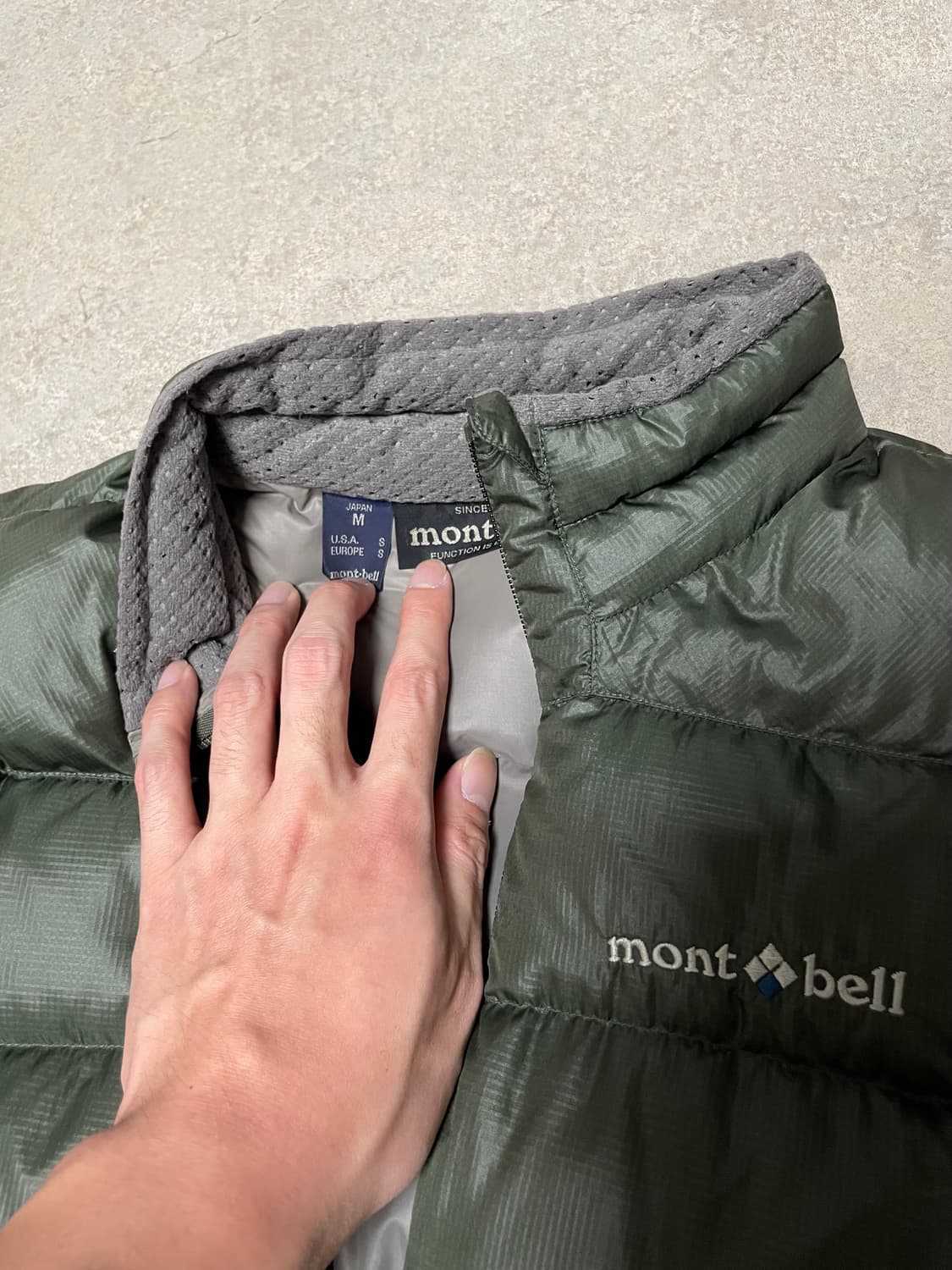 빈티지 몽벨 라이트 알파인 구스 다운 패딩 자켓 올리브 카키 상품이미지3