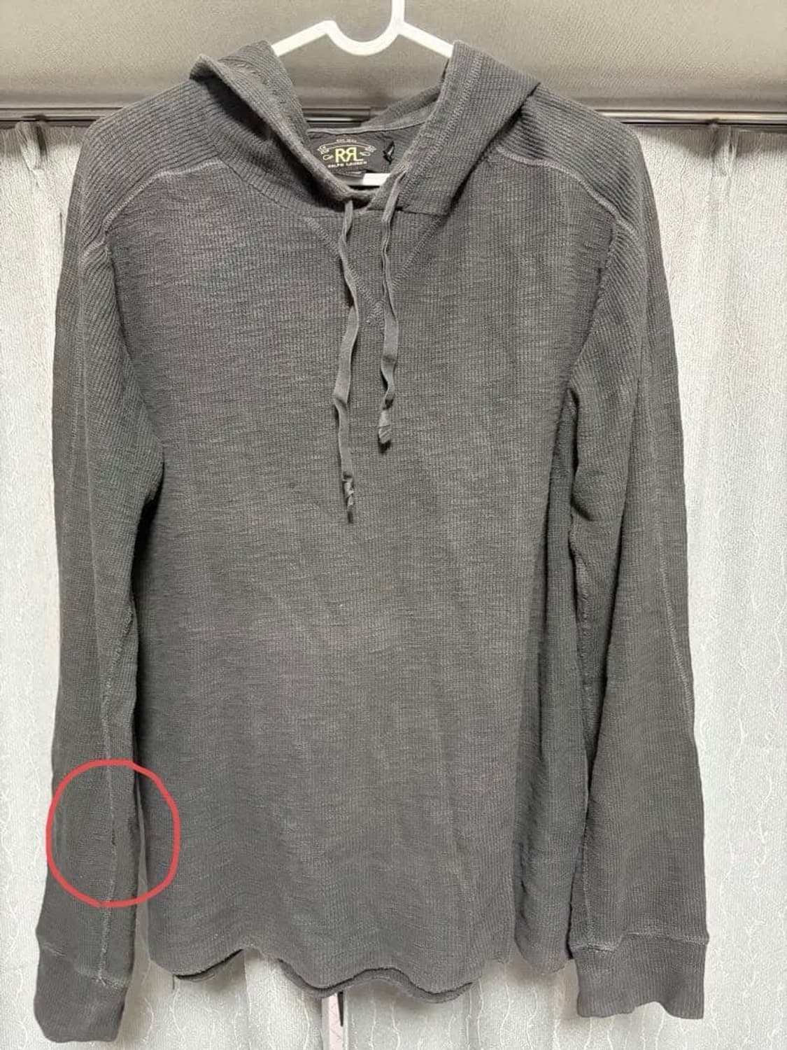 RRL 더블알엘 워시드 와플 니트 서멀 후디 차콜 그레이 상품이미지1