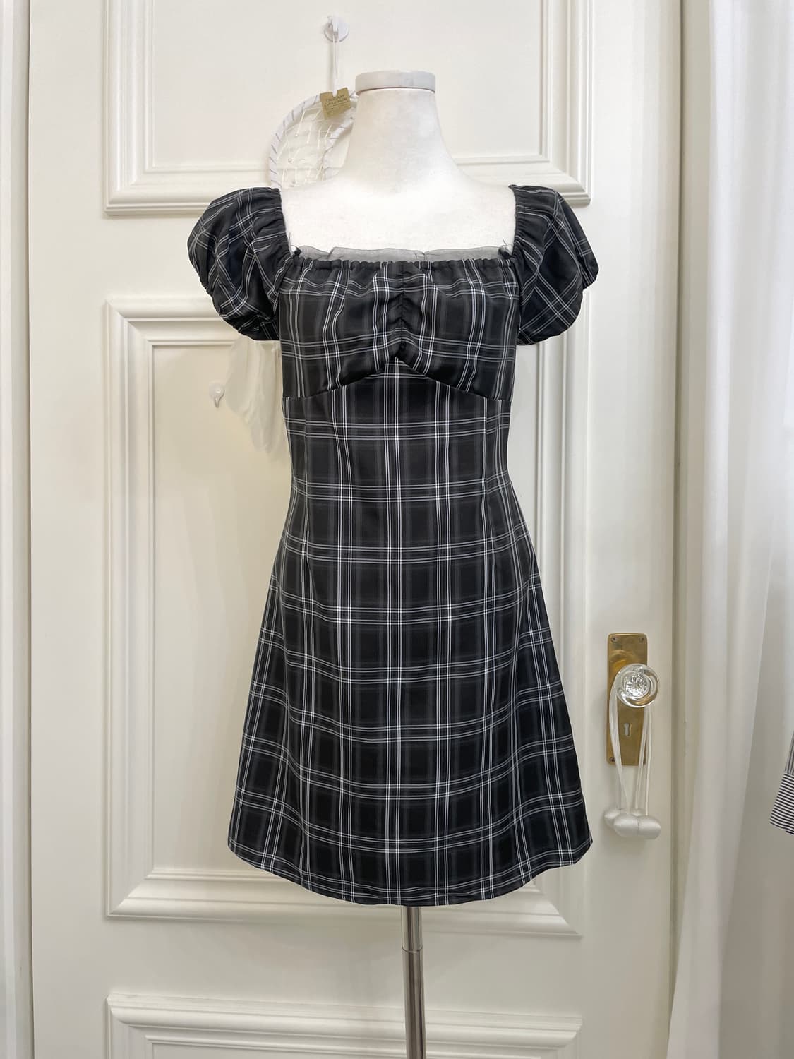 charcoal check shirring point lovely opc 상품이미지1
