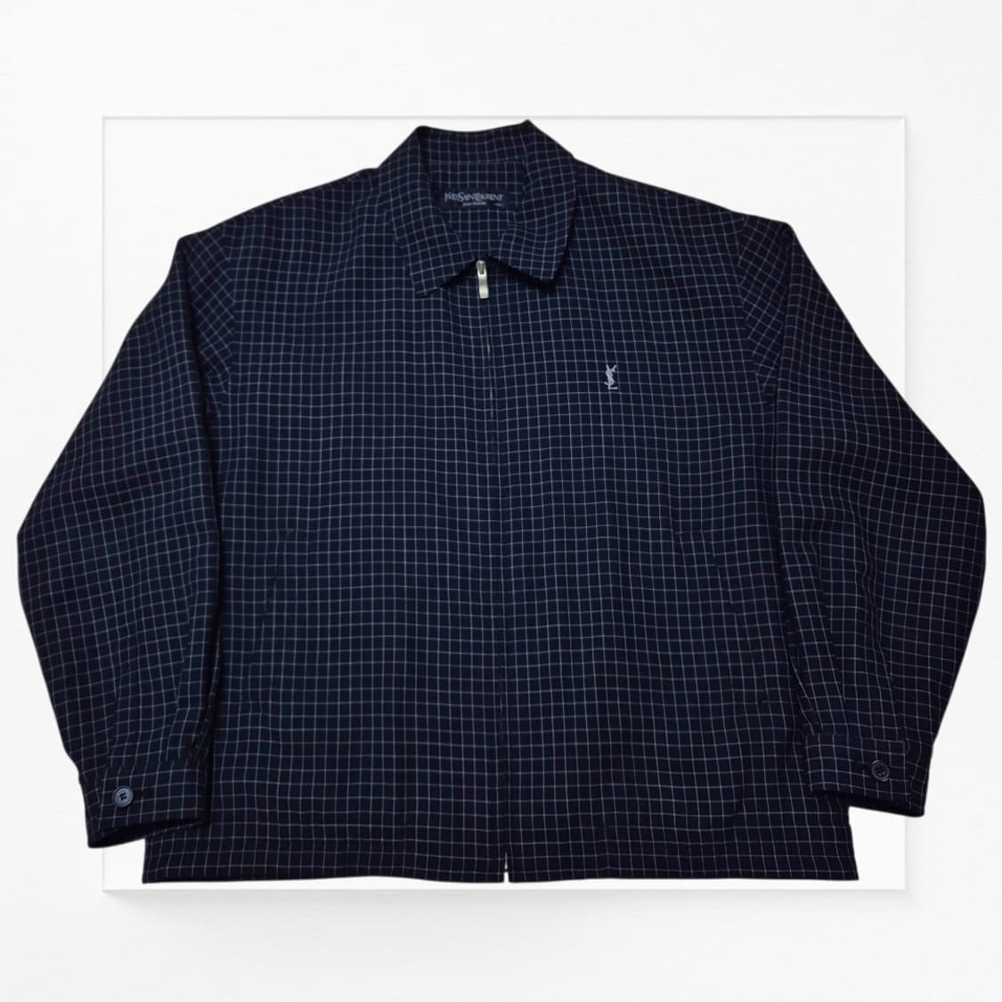 [올드 명품🔥]90s 입생로랑 체크 블루종 상품이미지1