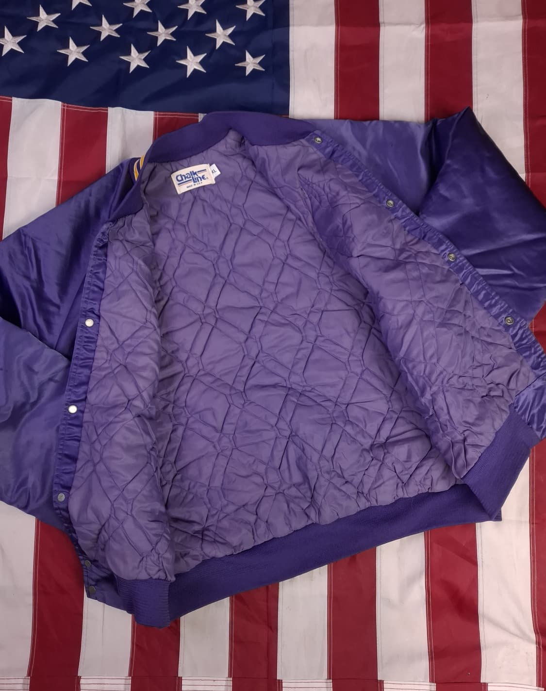 오리지날 90's 미국제조 Chalk Line 미네소타바이킹즈 바시티자켓 상품이미지7