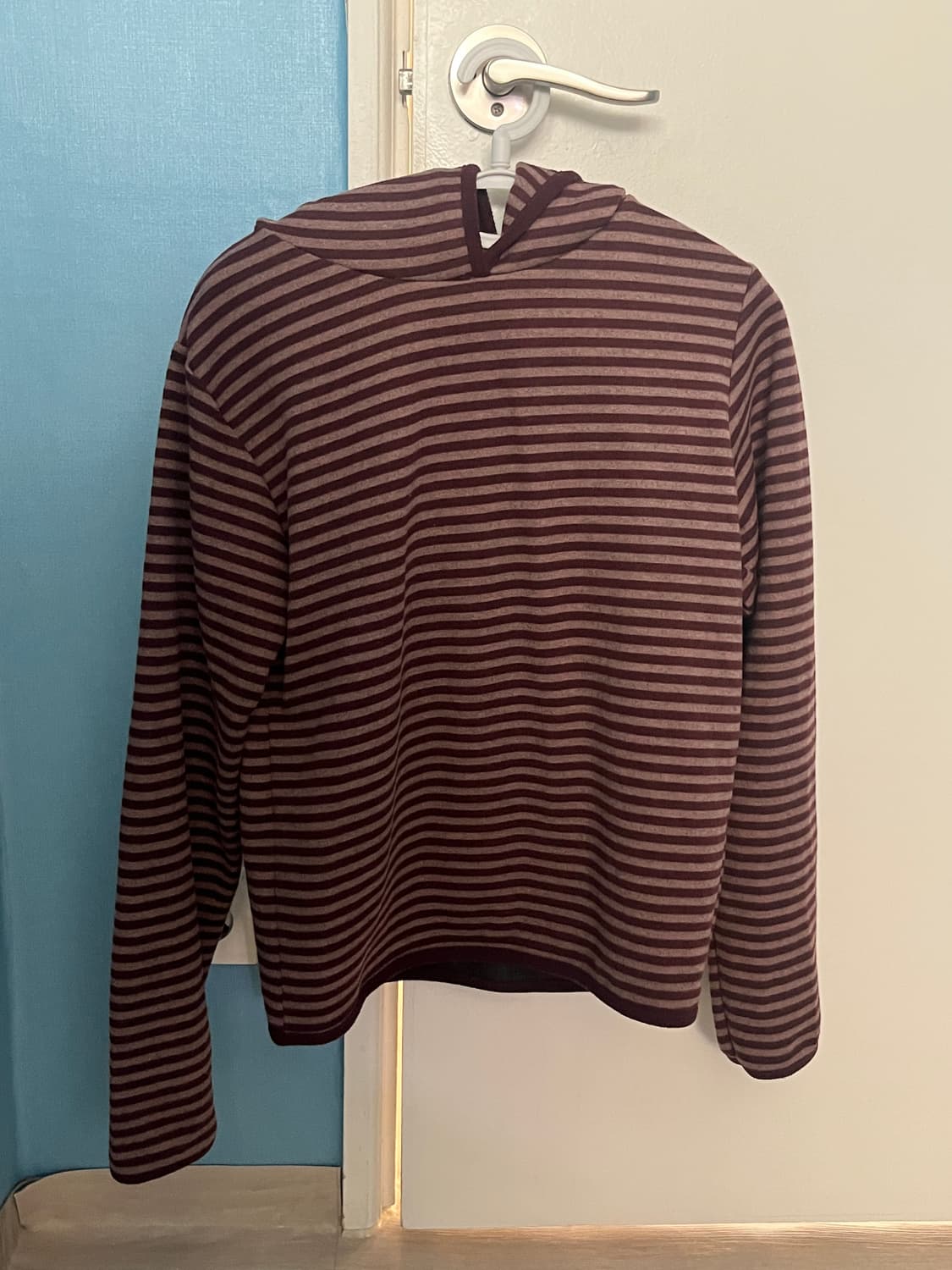 Pesto 페스토 와인색 윈터 스트라이프 후디드 탑 상품이미지2