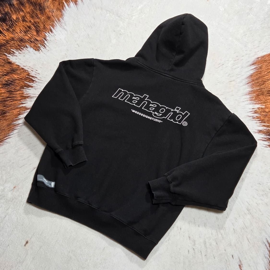 마하그리드 오버핏 블랙 후드티 상품이미지1