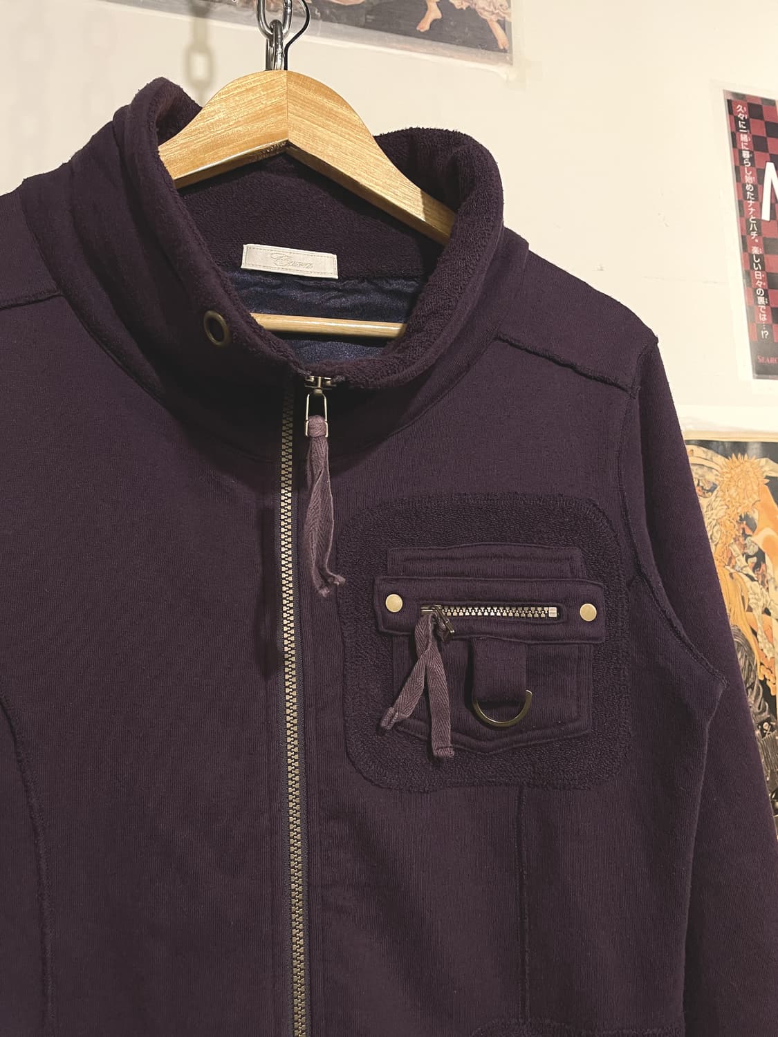 하이넥 골지 퍼플 집업 y2k 상품이미지2