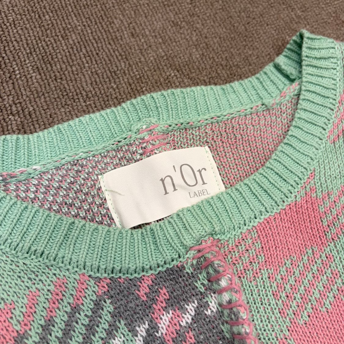 nOr japan  우먼스 해체주의 오버핏 체크 니트  상품이미지2