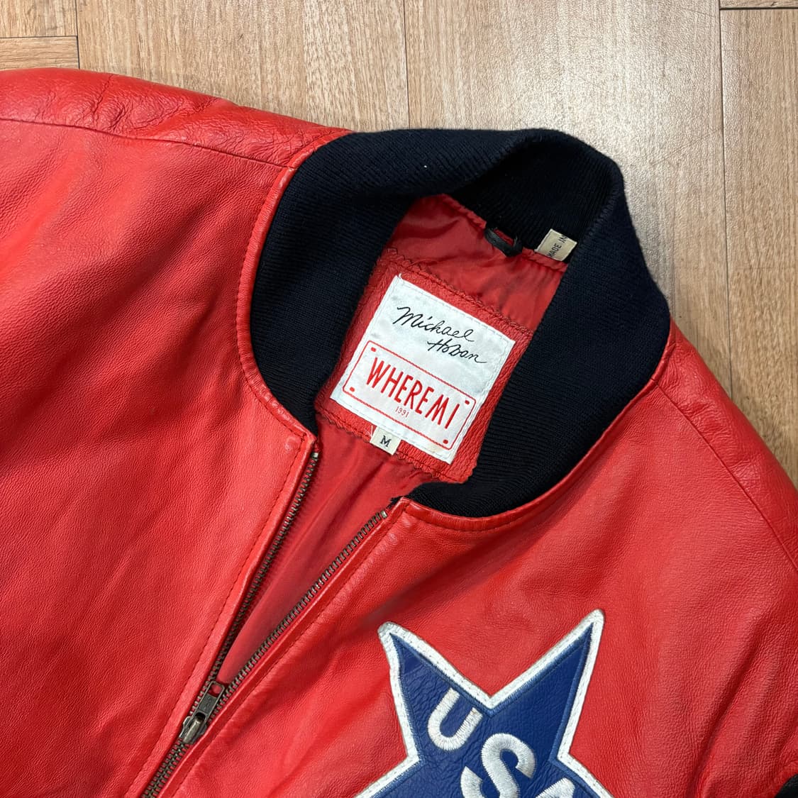 마이클호반 성조기 레더 봄버 자켓 상품이미지6