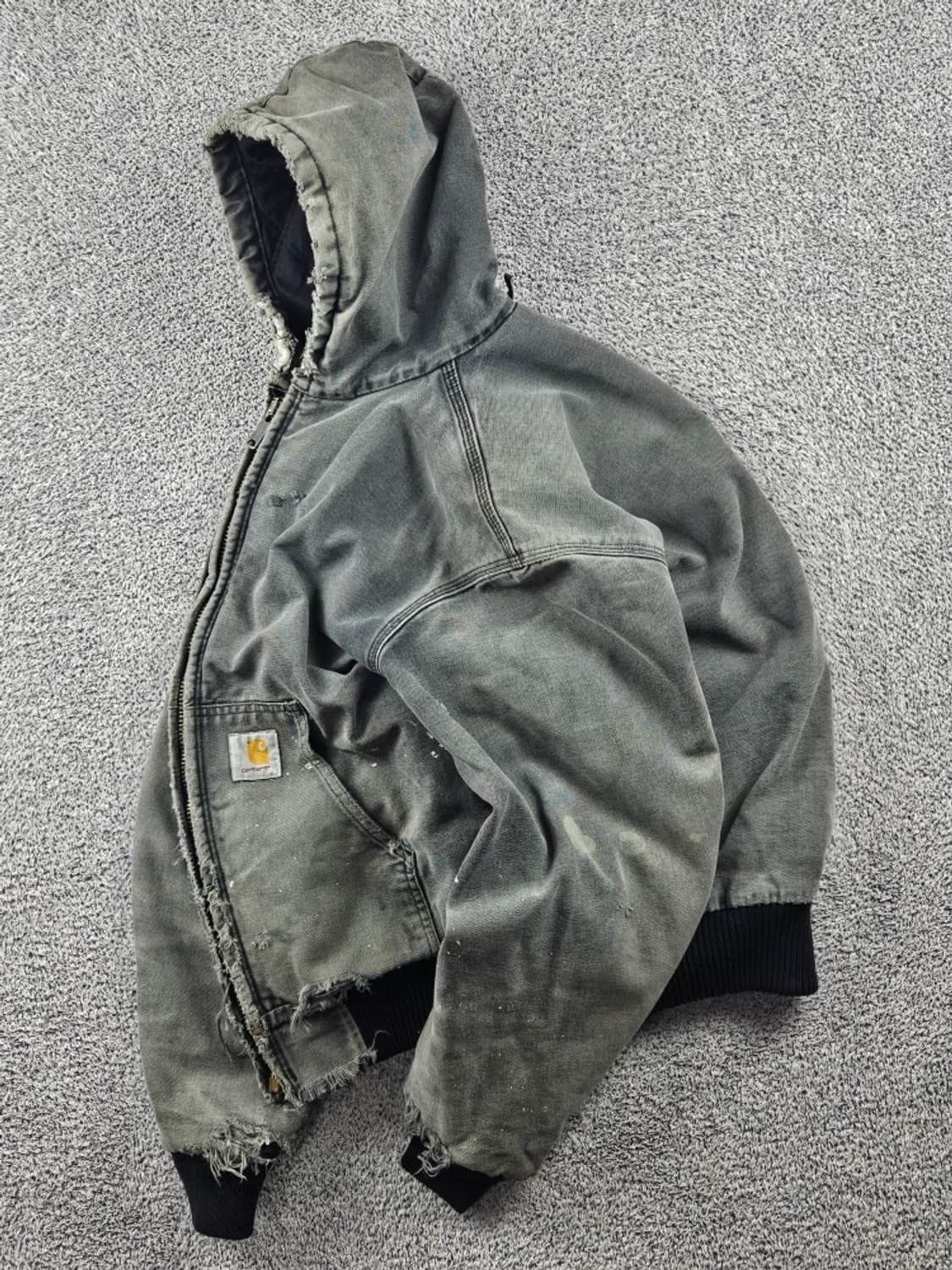 80~90's USA 칼하트 디스트레스드 워크 자켓(XL추정)/10786 상품이미지3