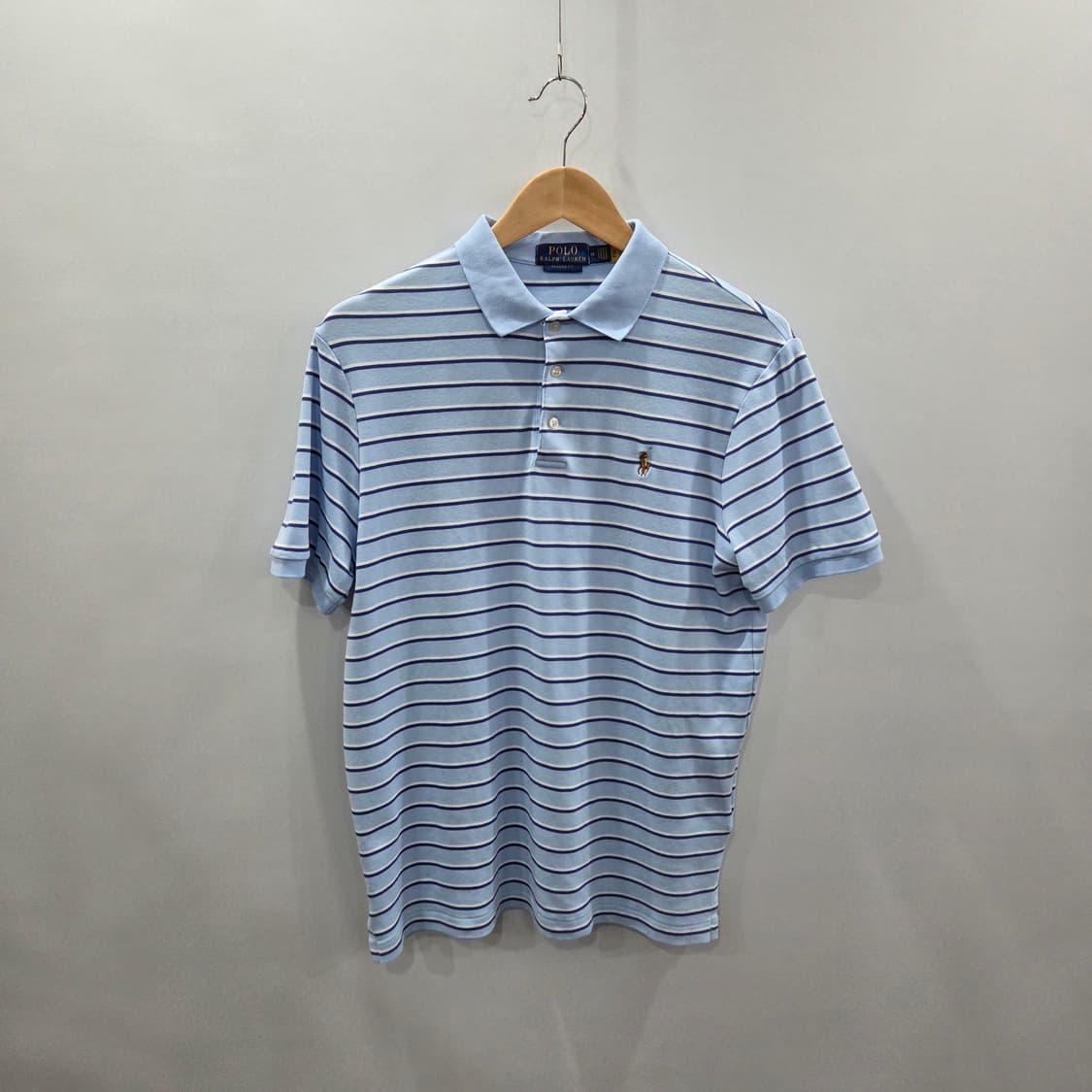 폴로랄프로렌 코튼 스트라이프 카라티 스카이블루 M 상품이미지1