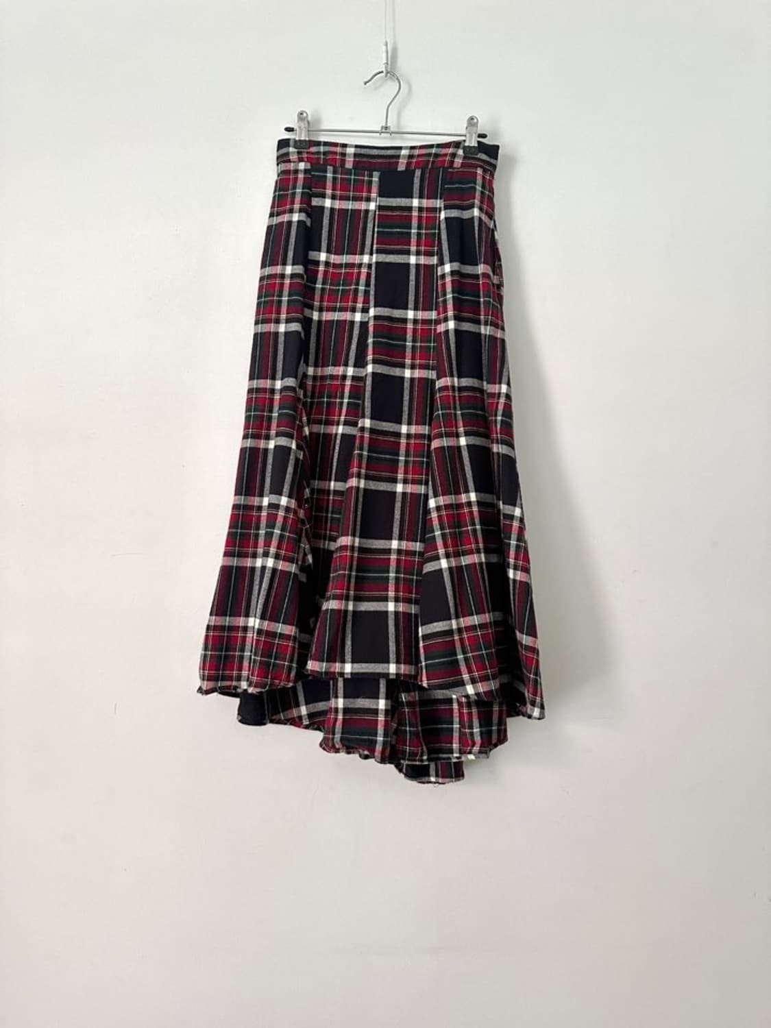 Check ruffle long skirt / red & green 상품이미지3