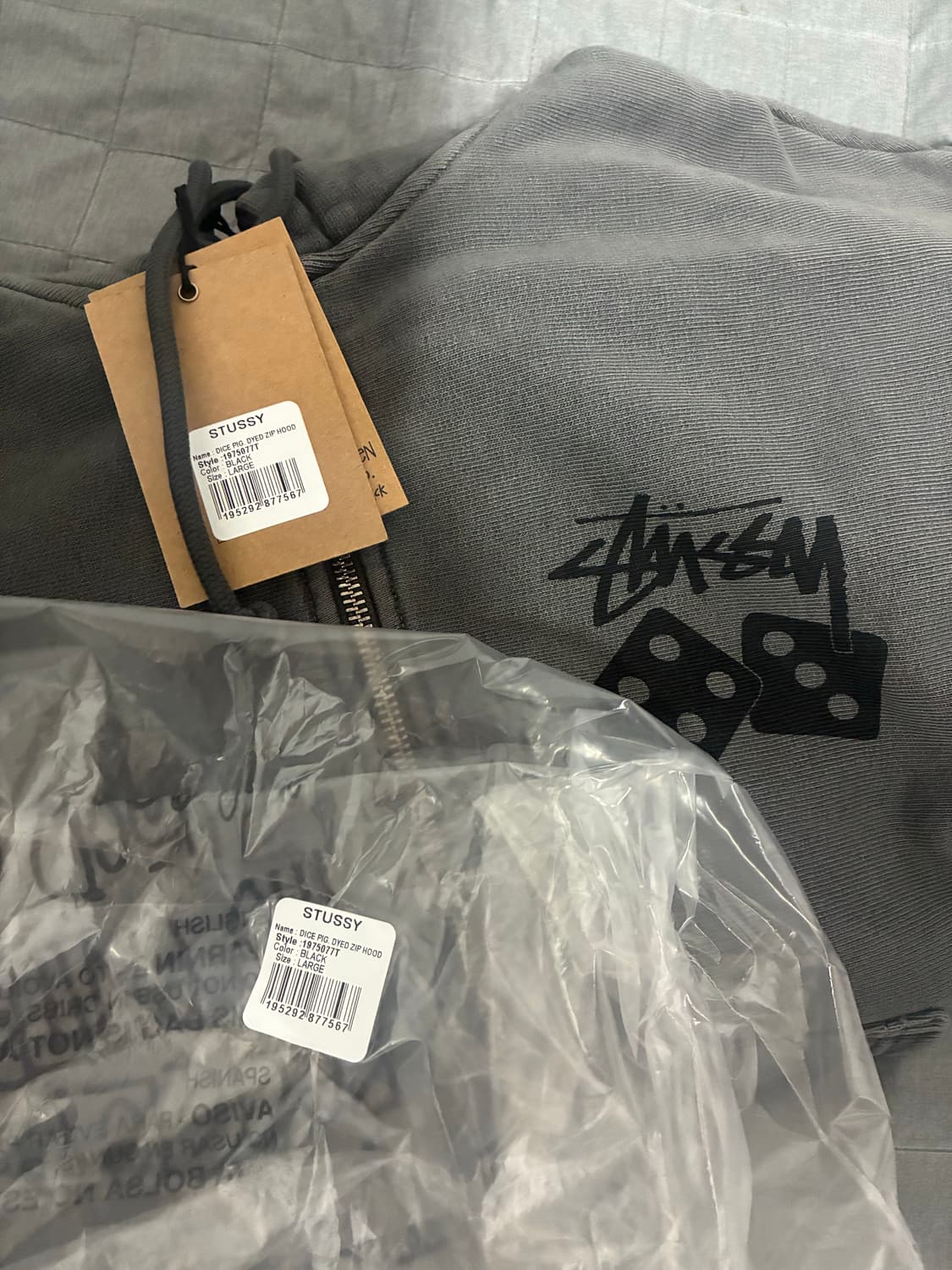 [L] 새상품 스투시 피그먼트 다이드 다이스 후드집업 상품이미지2