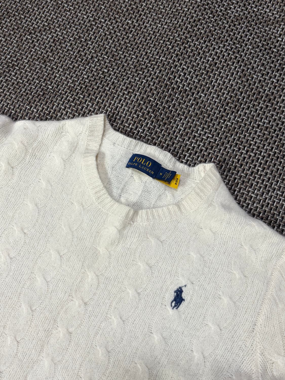 폴로 랄프로렌 화이트 케이블 니트 네이비포니 상품이미지1