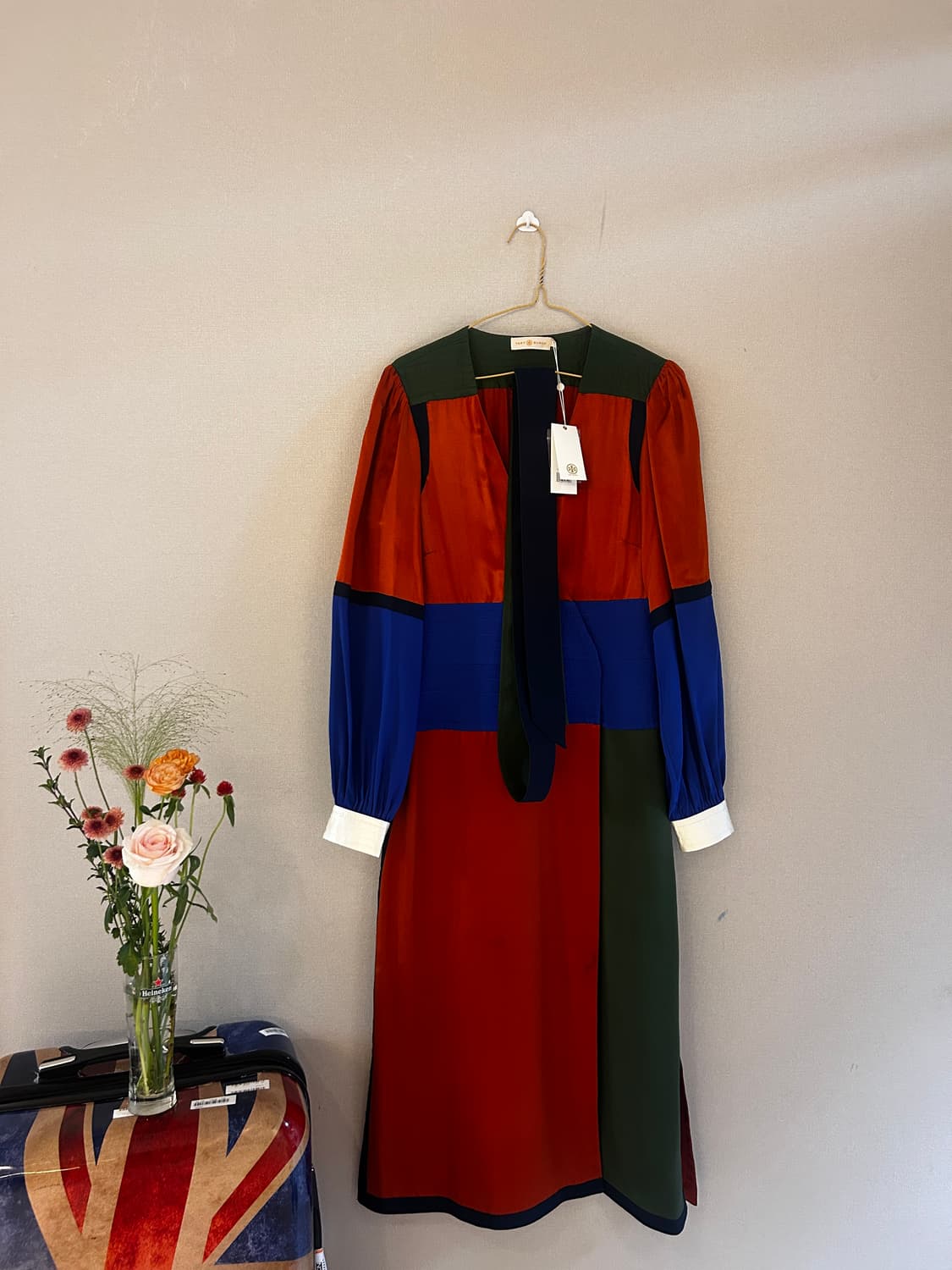 토리버치 컬러블록 실크 랩 드레스 판매 (택 달려있는 새 상품) 상품이미지2
