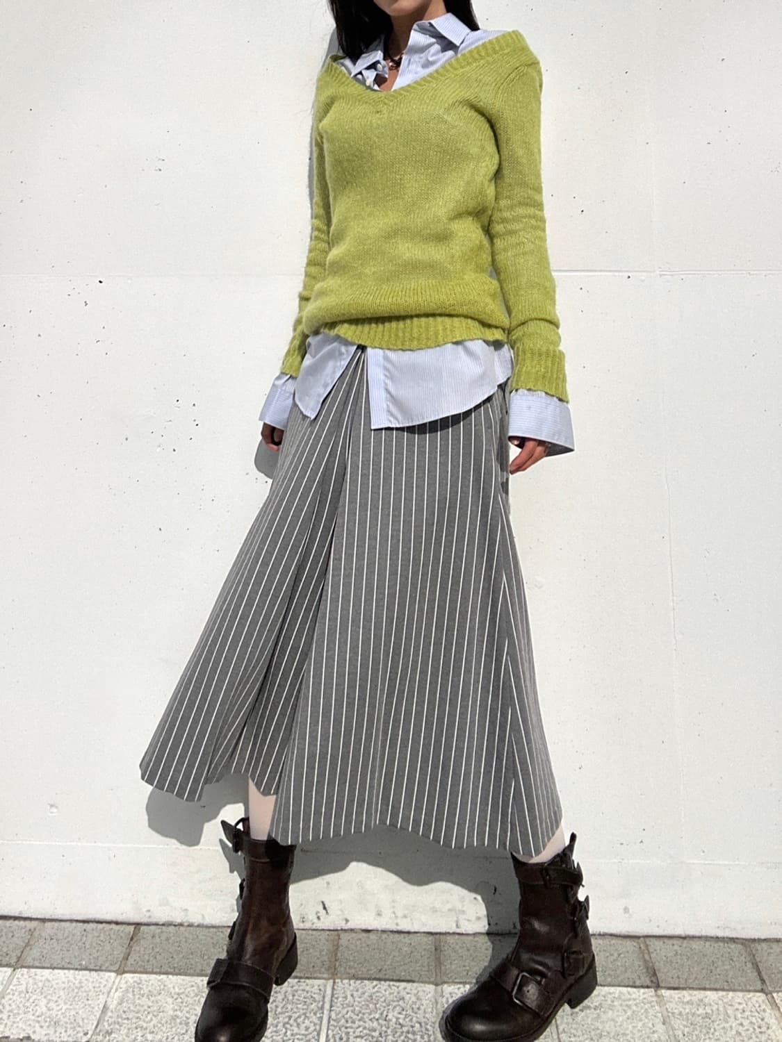 NIKO AND stripe bermuda pants / grey 상품이미지4
