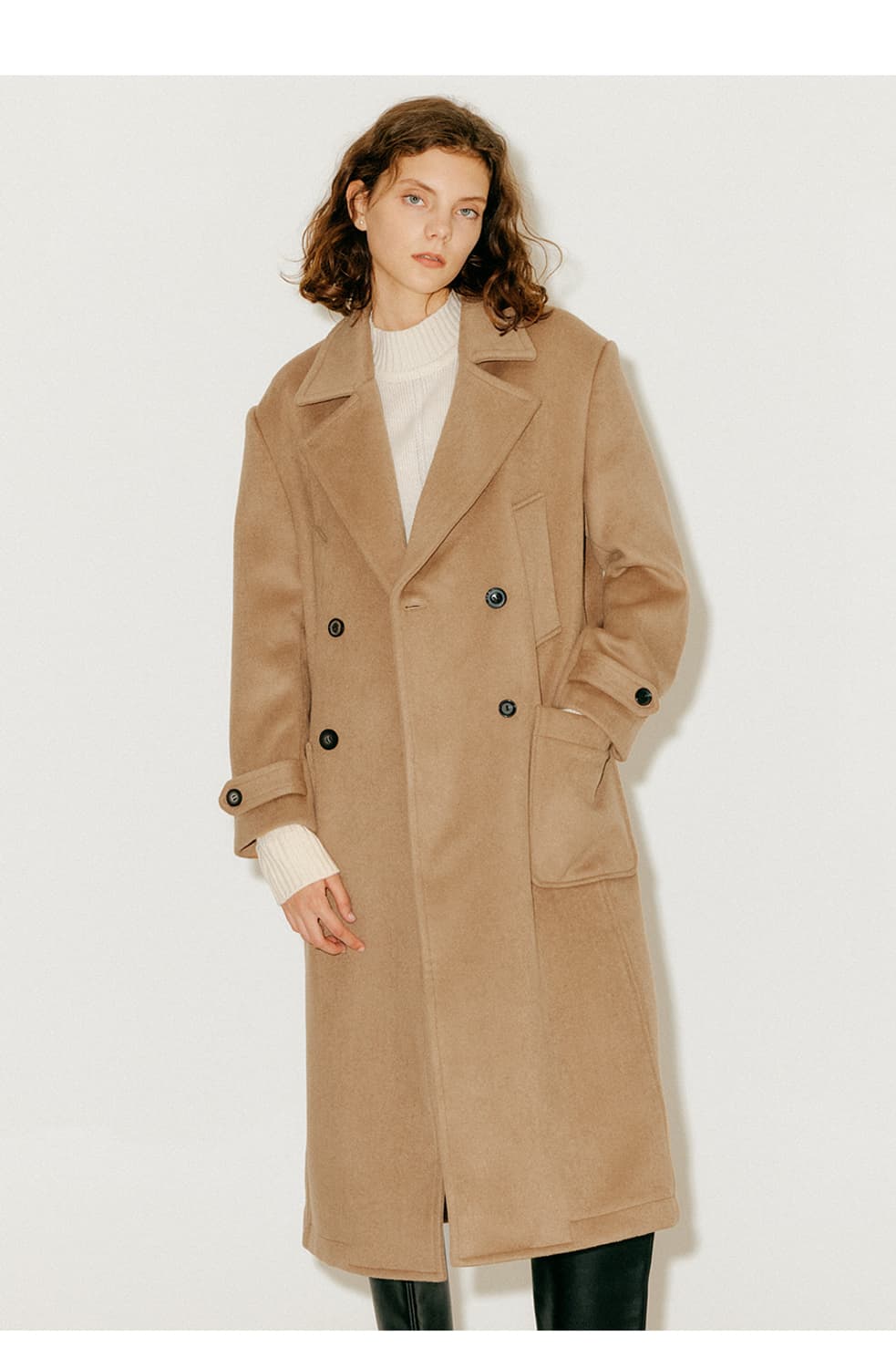 울 핸드메이드 더블 롱 코트 [BEIGE] / S21W02006 상품이미지2