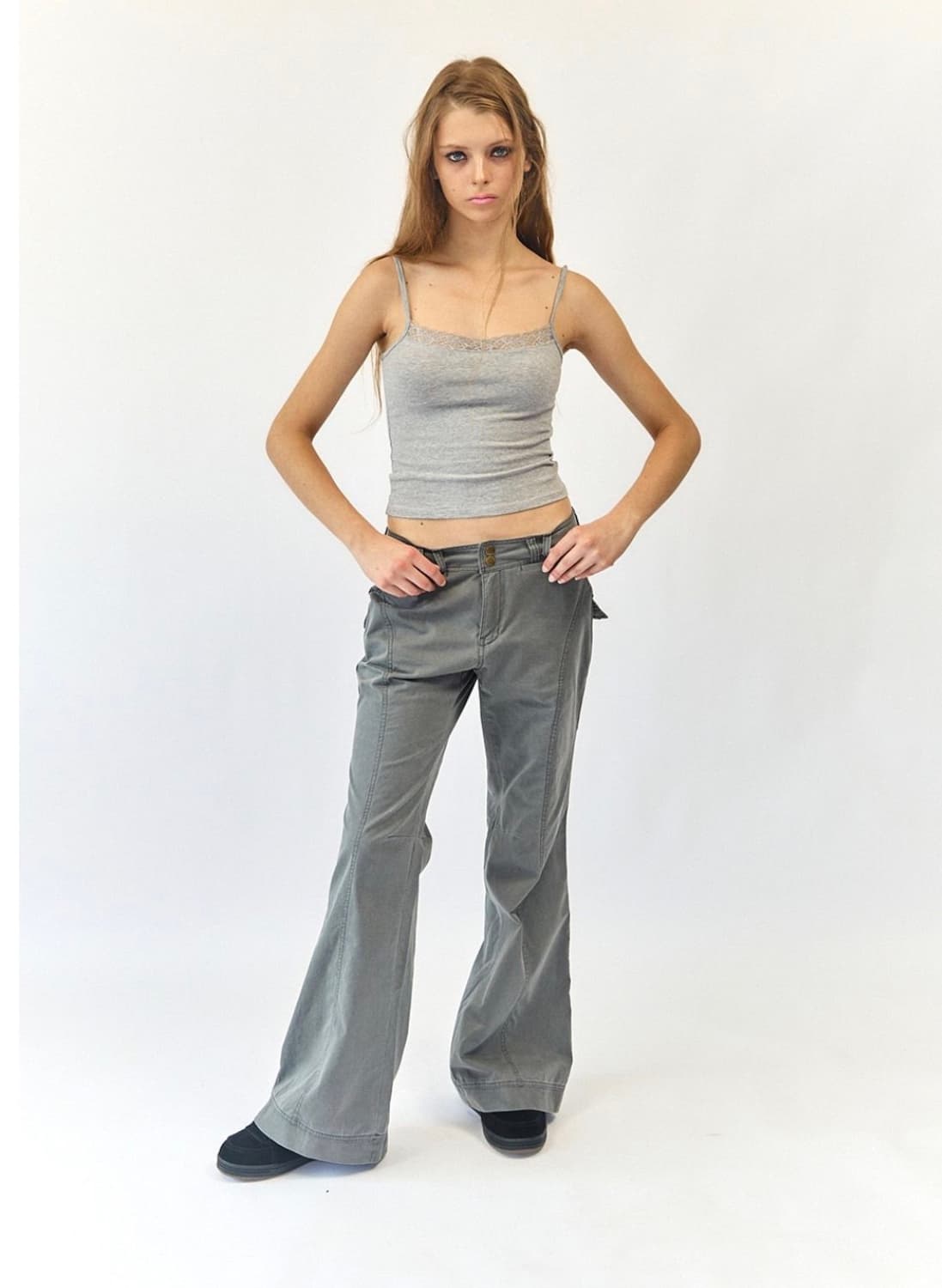 익스파이어드걸 세미 플레어 팬츠 차콜 S 상품이미지1