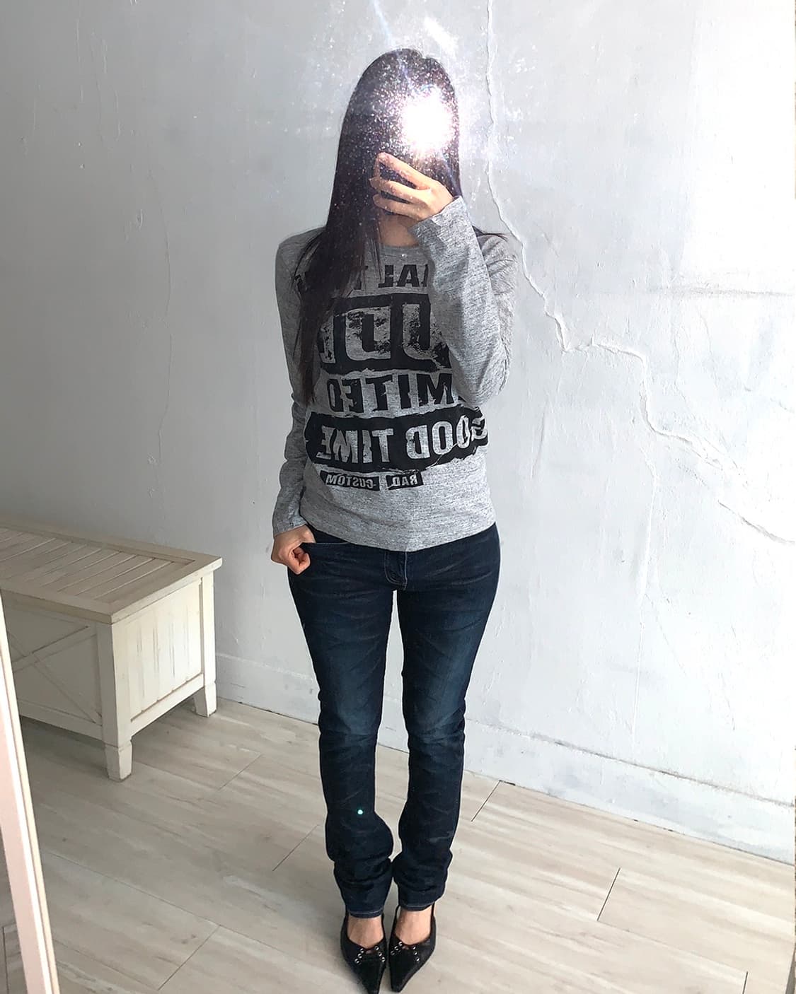 Gray vintage rock graphic long-sleeve to 상품이미지4