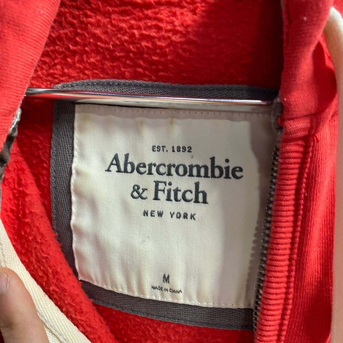 아베크롬비 사이드 스펠로고 y2k 레드 후드집업 B4291 상품이미지7
