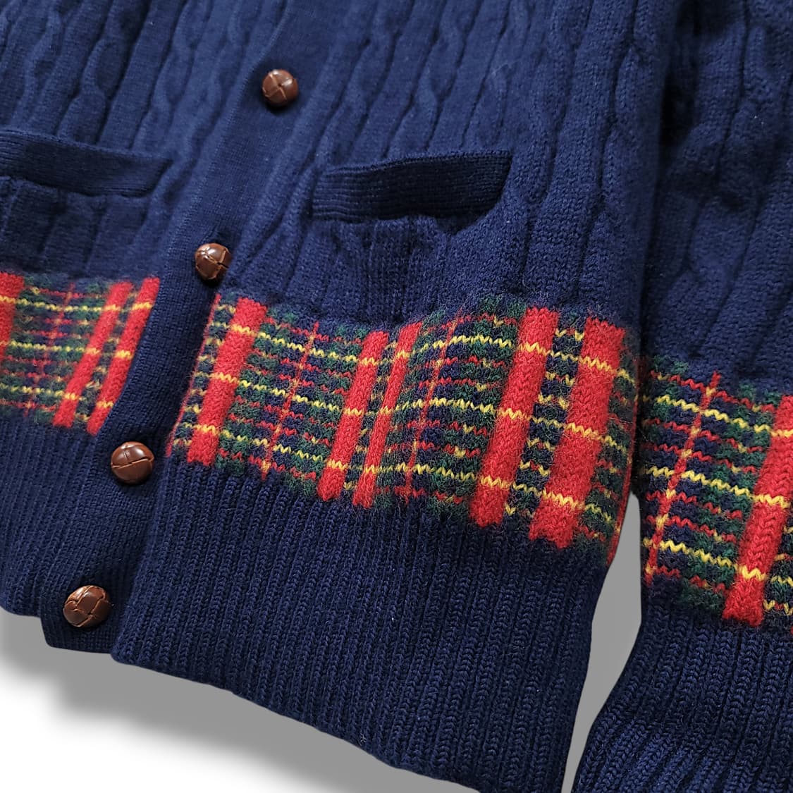 [95] 빈폴 네이비 빈티지 케이블 울 니트 가디건 상품이미지5