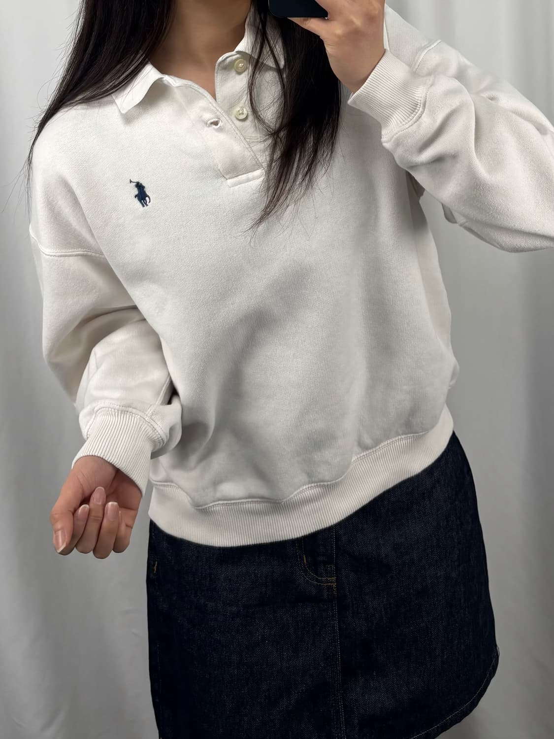 폴로 크롭 풀오버 스웻 셔츠 맨투맨 상품이미지2