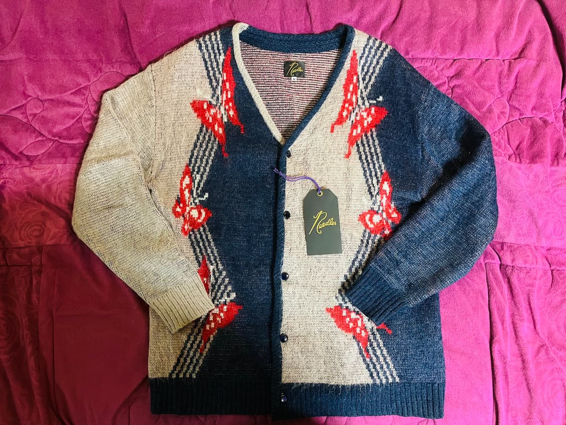 니들스(needles) 빠삐용 모헤어 그레이블루 가디건 드립니다  상품이미지4