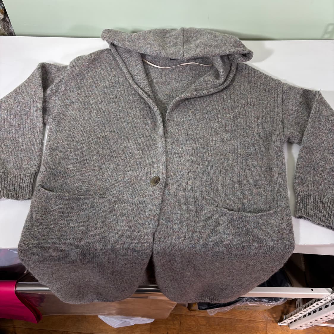 우먼M-L 유니클로 그레이 니트후드 롱 가디건 상품이미지2