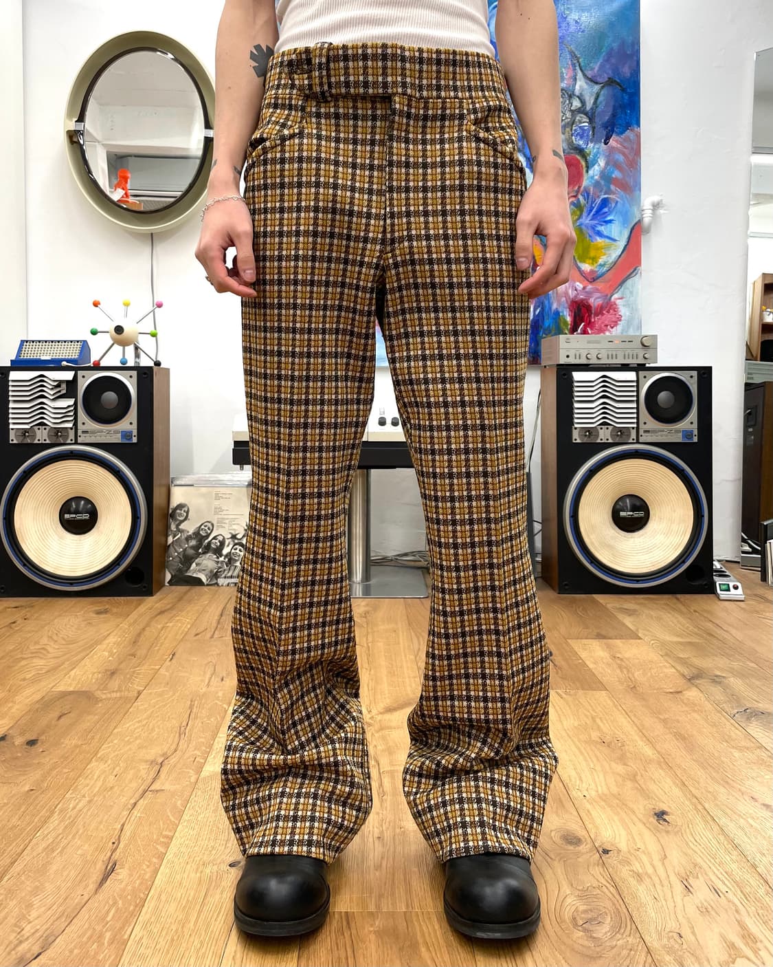 [33] 80s 체크 플레어 팬츠 상품이미지1