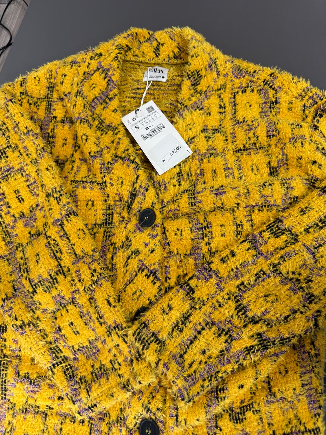 자라 프린트 자카드 자켓 노랑 상품이미지7