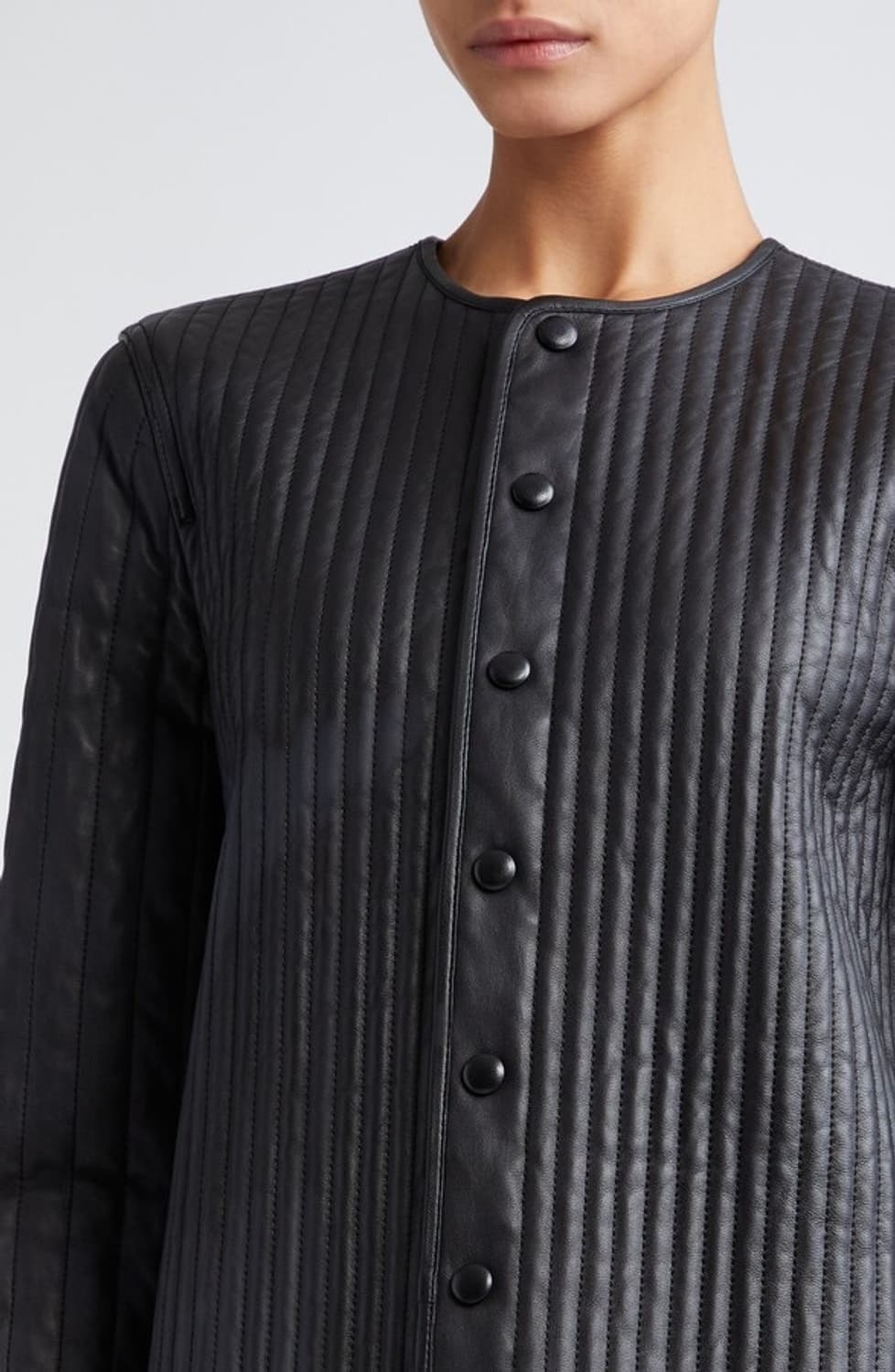 TOTEME 토템 퀼티드 램스킨 레더 라이너 자켓 블랙 36사이즈 상품이미지8