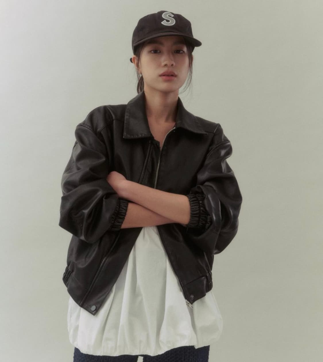 Unum 언유즈얼마켓 워싱 레더 블루종 점퍼 자켓 인오어 상품이미지2