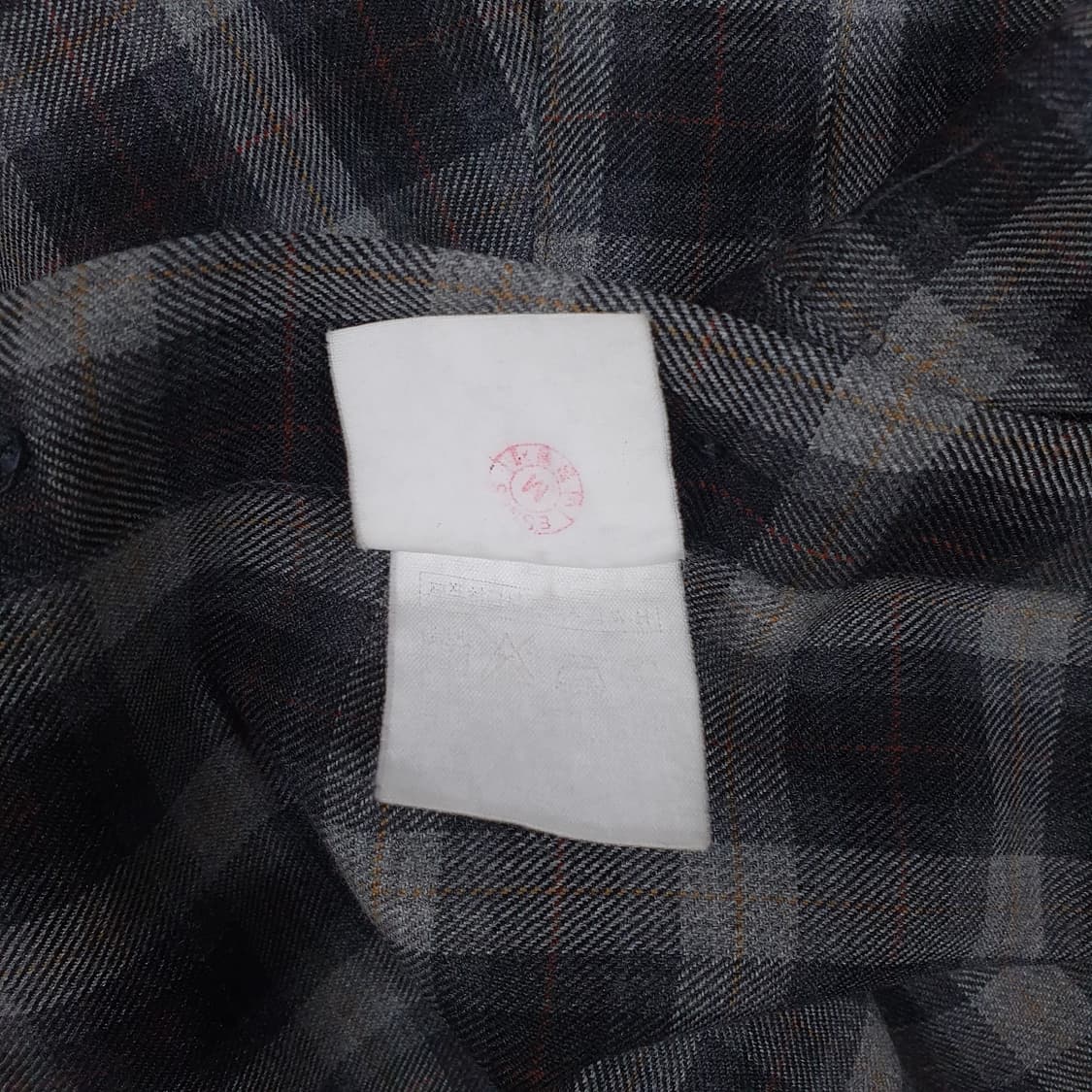 110 (2XL) YSL 입생로랑 울 모 체크 셔츠 그레이 빅사이즈 희귀 상품이미지7