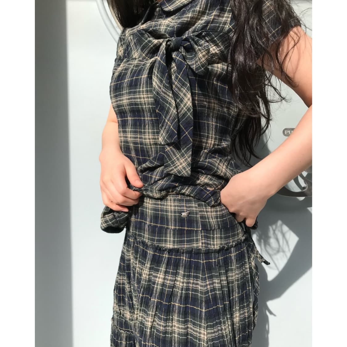 코이세이오 보우 블라우스 체크 상품이미지4