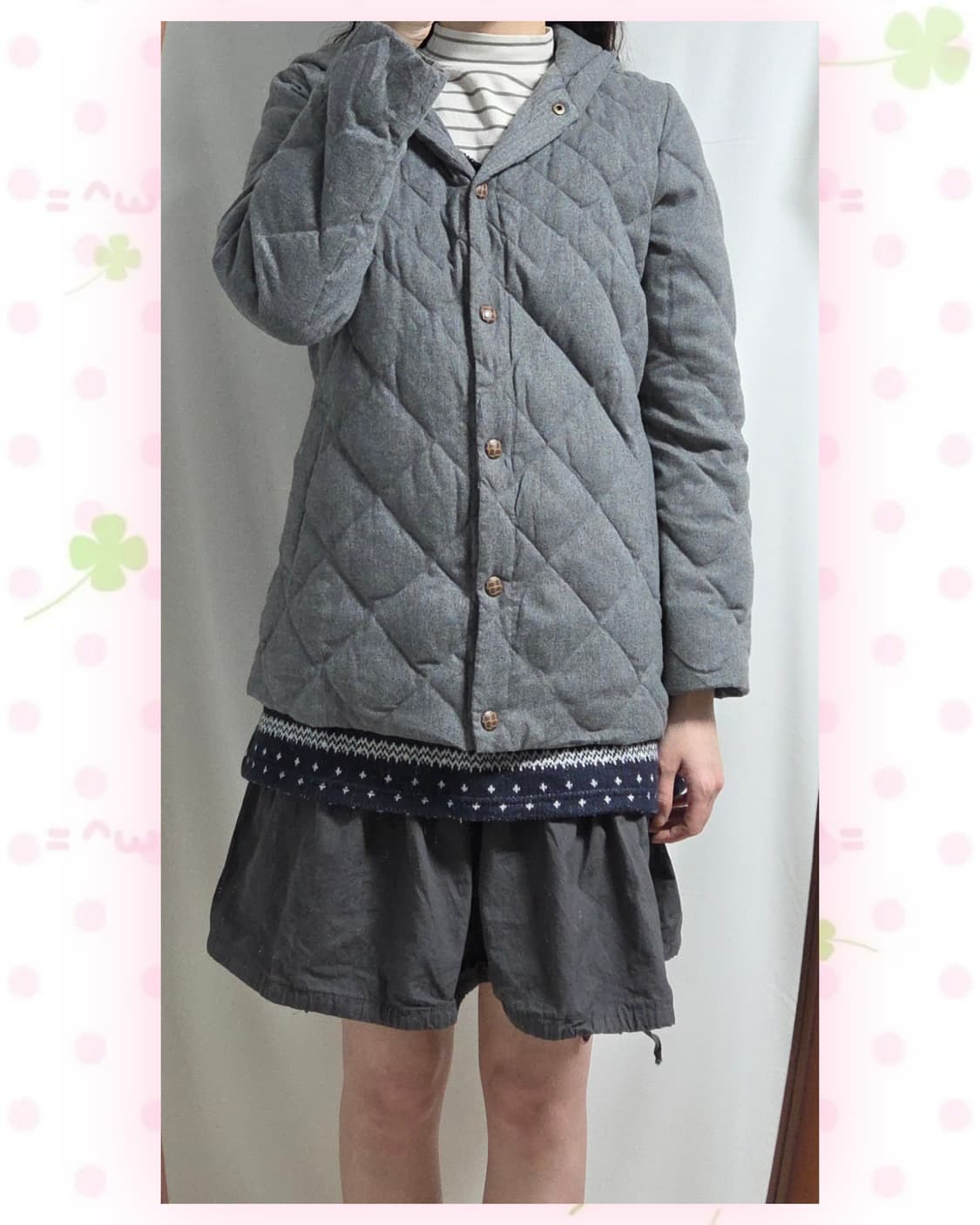 그레이 메론빵단추 도쿄걸 패딩 상품이미지2
