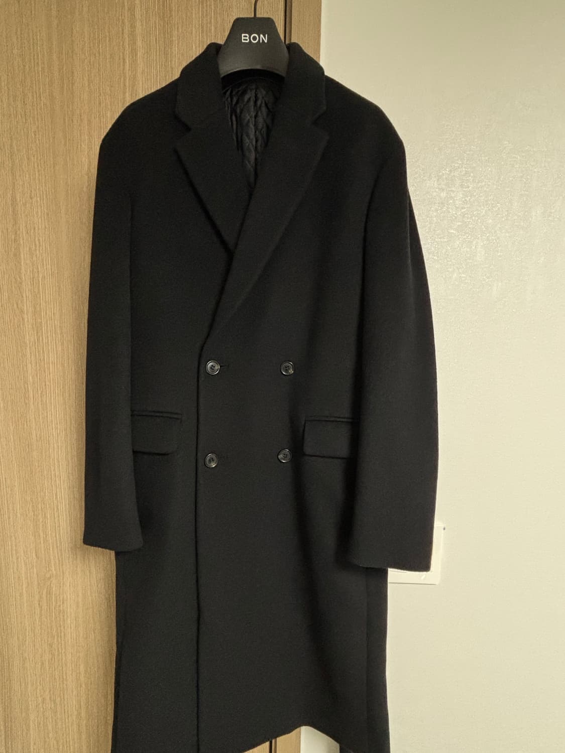 (XL) BON 블랙 더블 브레스티드 코트 상품이미지1
