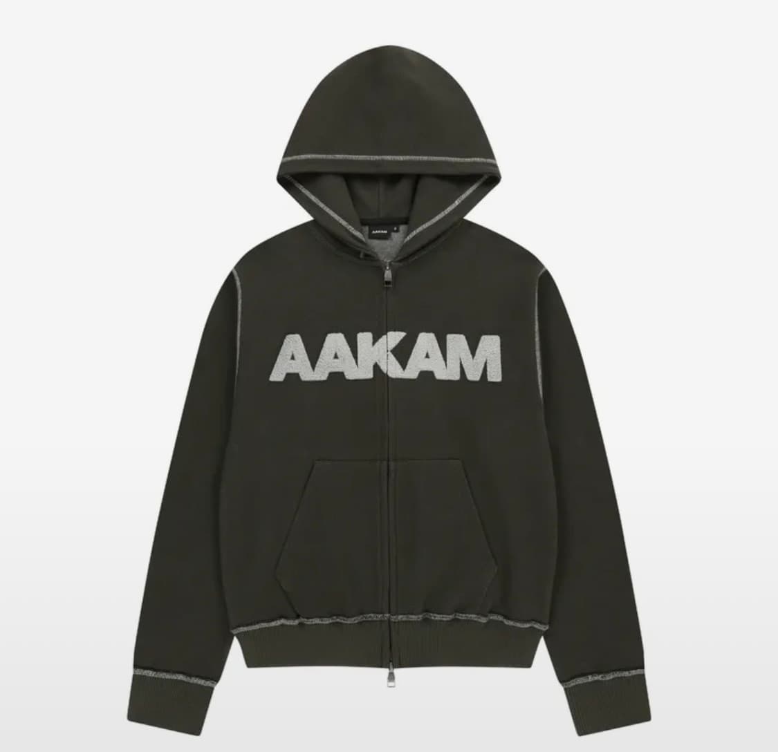 아캄 후드집업 카키 Boucle Logo Zip-Up Hoodie 상품이미지1