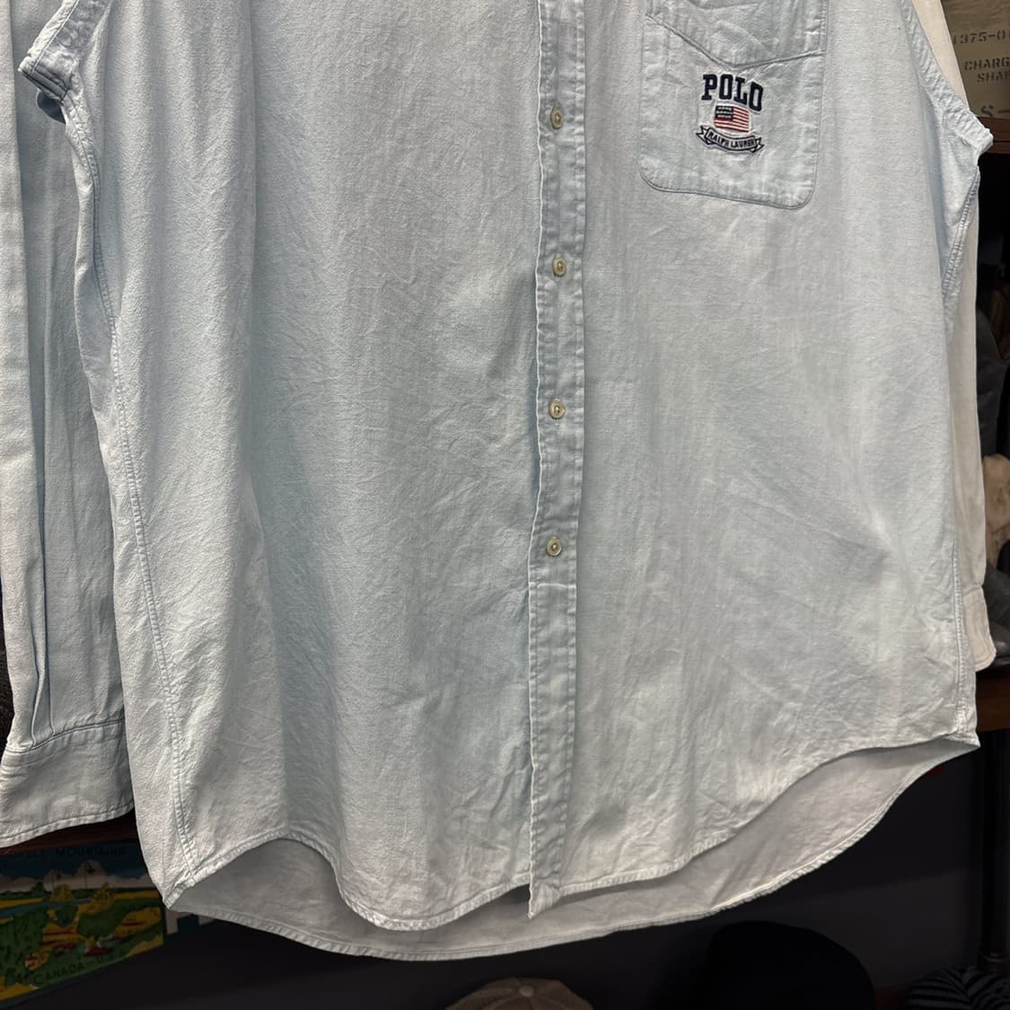 90s 폴로 랄프로렌 Elliot 라인 샴브레이 워크 셔츠 N1007 상품이미지4