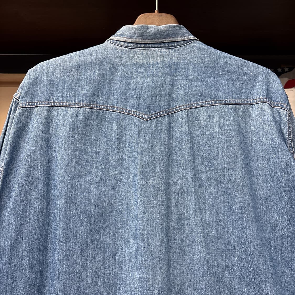90s 리바이스 메탈버튼 웨스턴 요크 워싱 데님셔츠 N1203 상품이미지5