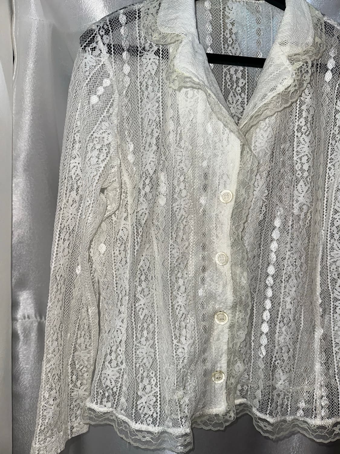 레이스 시스루 셔츠 블라우스 상품이미지4