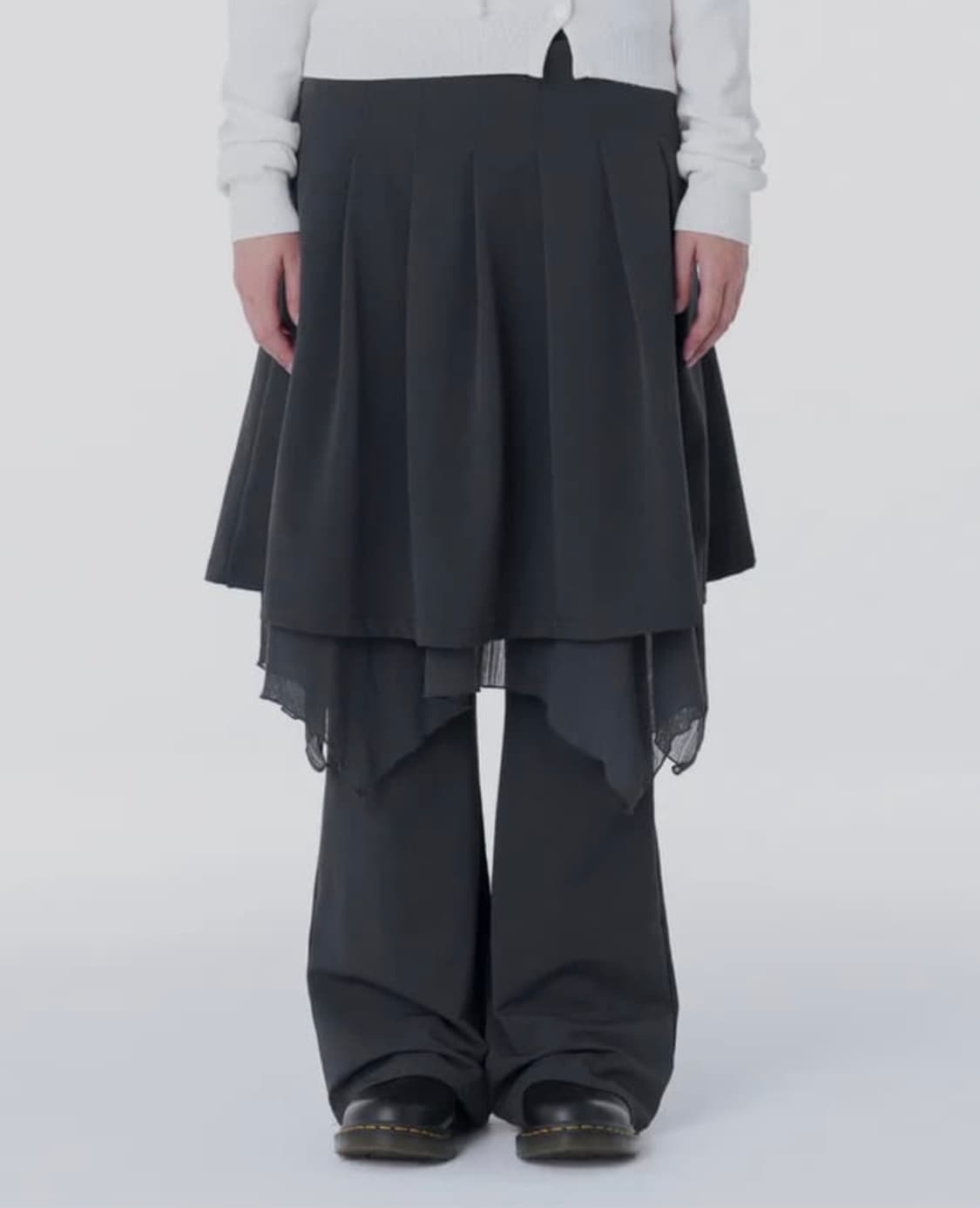 미세키서울 레이어드 스커트 팬츠 그레이 상품이미지1