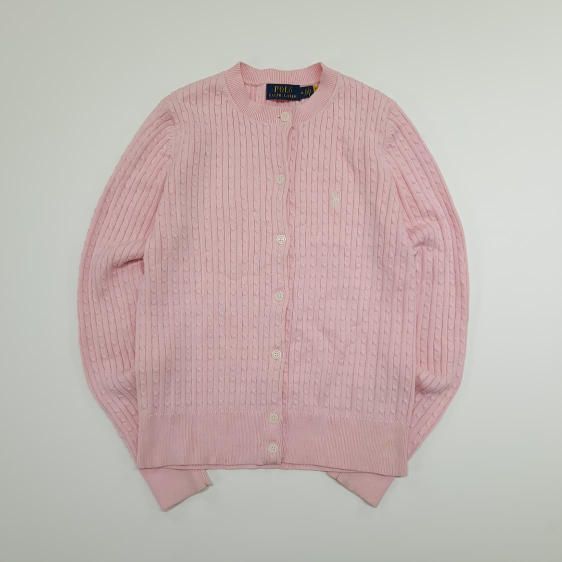 CN887W M 폴로 랄프로렌 핑크 케이블 QR 니트 스웨터 가디건 상품이미지1