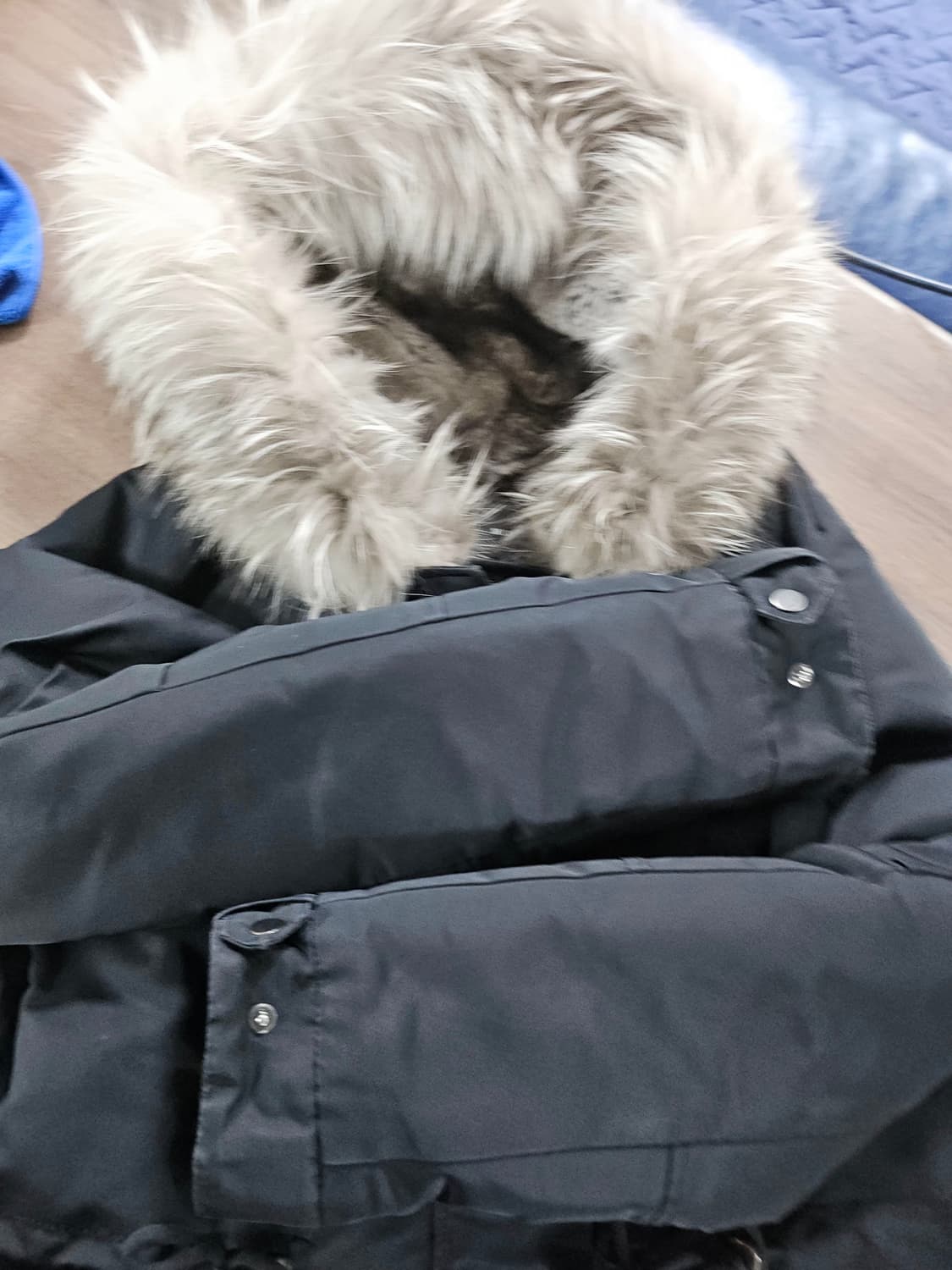 나이스클랍 후드 퍼 블랙 패딩 야상 점퍼 M 상품이미지3