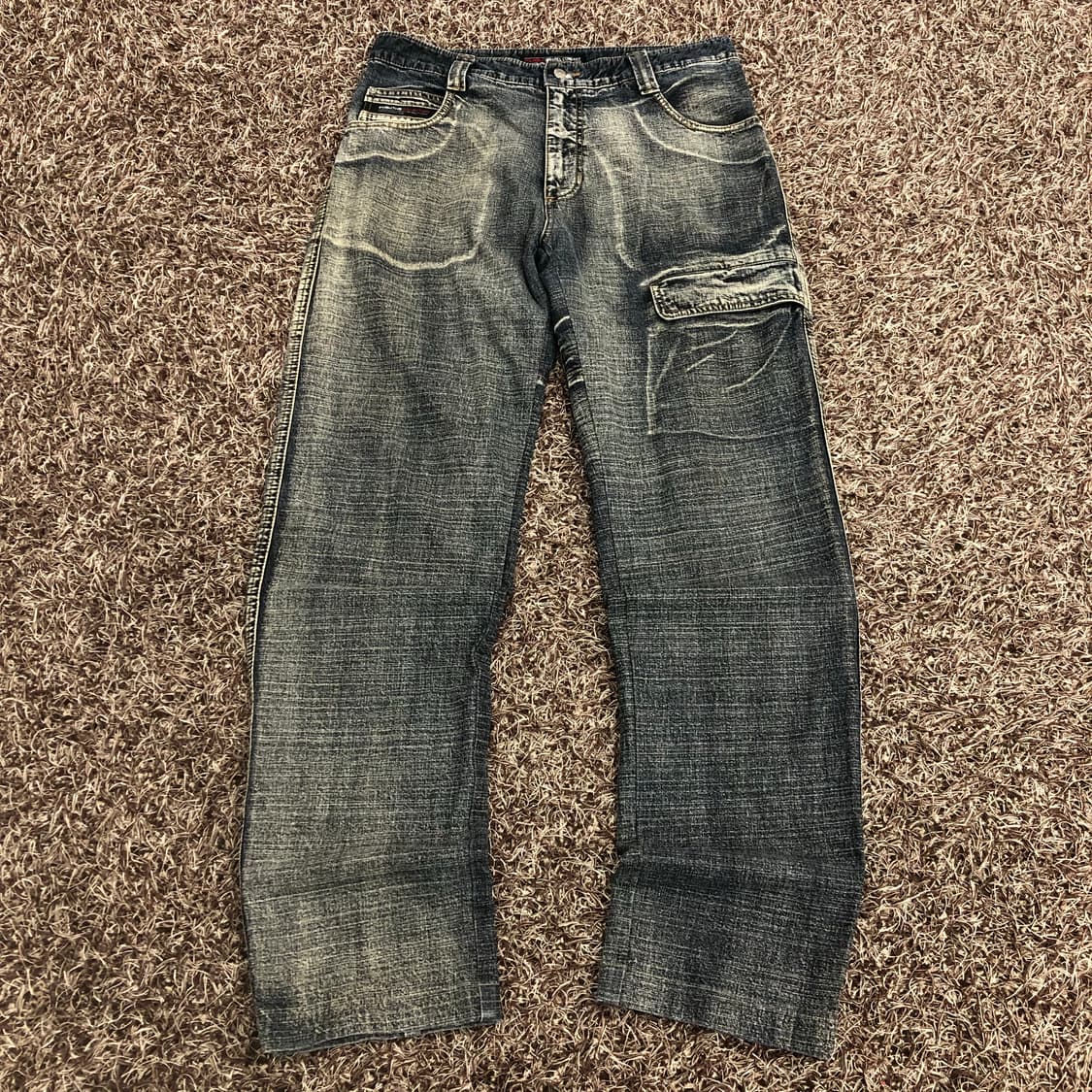 후부 워시드 레터링 데님팬츠 상품이미지2